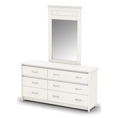 Six-Drawer Dresser and Mirror Set